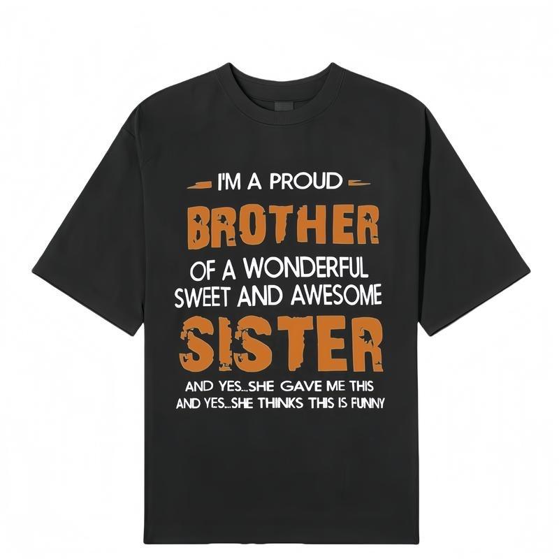 Men s brother and sister T-shirt, crew neck casual wear, spring and summer. S разноцветный