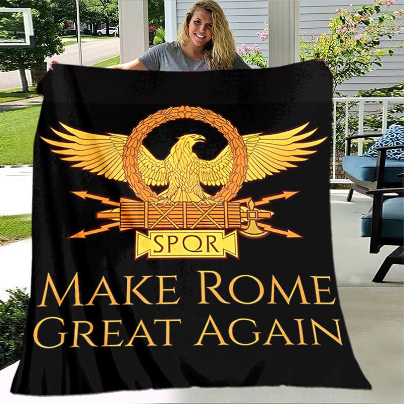 1pc Blanket SPQR Roman Eagle1 Print Design, Lightweight Blanket for Sofa, Bed- Soft &Warm, Gift for All Seasons like Christmas, Halloween