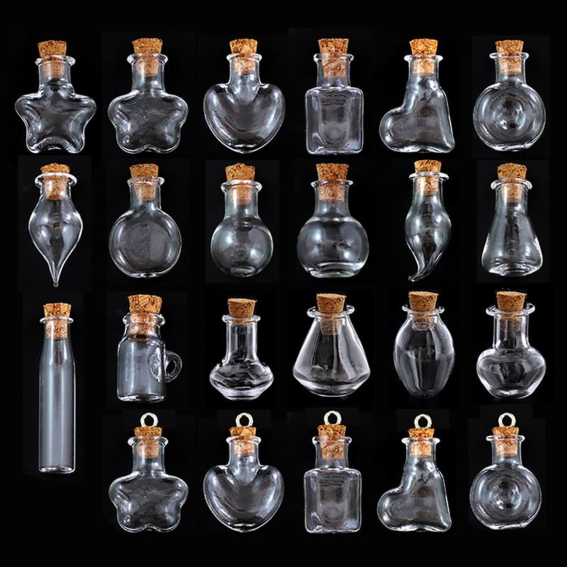 10Pcs Glass Bottles Miniature Bottle Mini Cork Glass Vials Diy Mini Wishing Drifting Bottle Wedding Party Decor Glass Jars