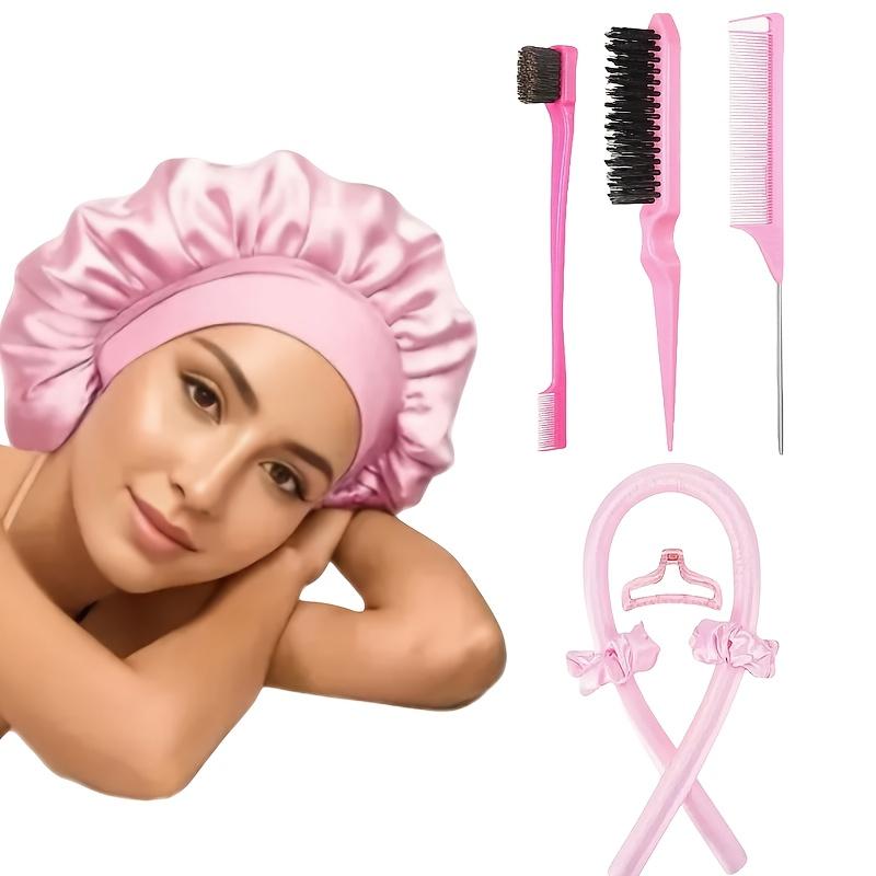 3/5/8pcs Styling Tool Set Women'S No-Heat Curling Iron and Satin Sleep Cap Set Hair Styling Tools Comb Hair Clip Hair Tie Set
