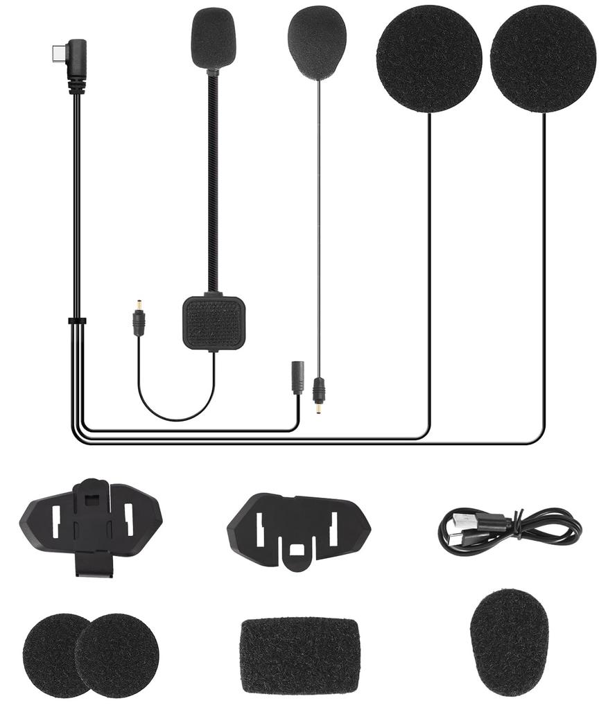 JESIMAIK Motorcycle Intercom Accessory Set for Includes Helmet Speaker Adhesive Mounting and Optional Slim Compact Speaker R16/R16Pro, & Microphone,