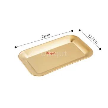 304 gold golden Stainless Steel Food Storage Trays BBQ Sushi Flat Dish Bread Pastry Baking Pan Kitchen Fruit Vegetable Plate
