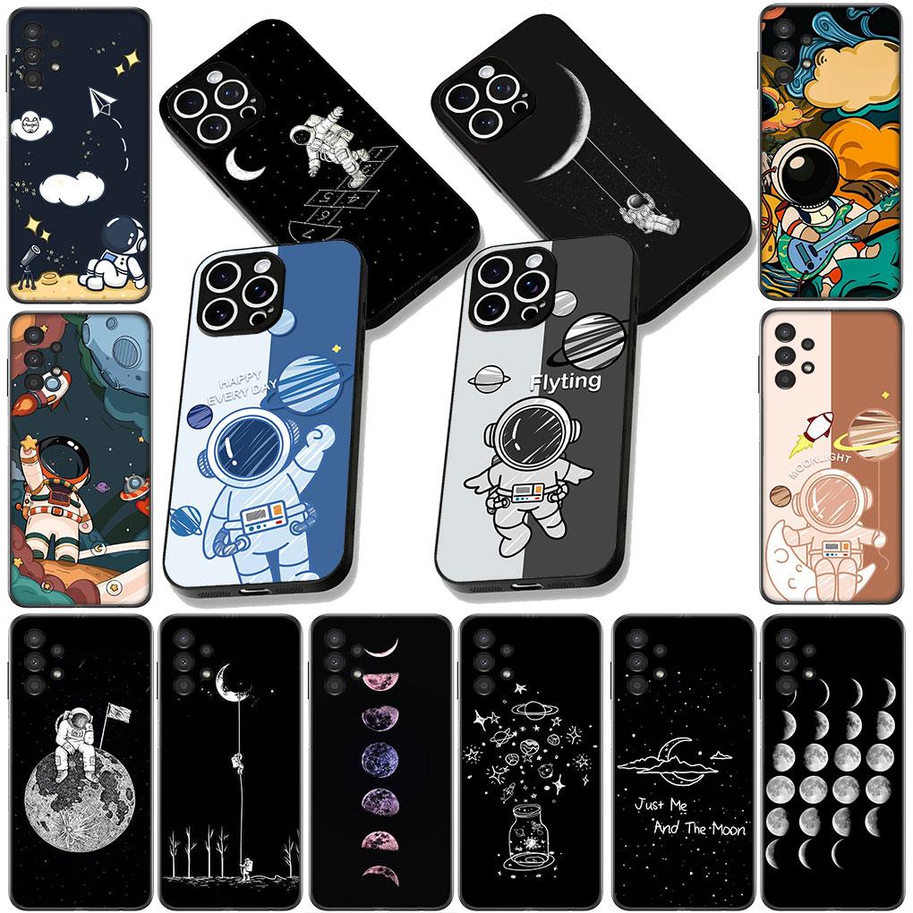 Cover for Samsung Galaxy A05 A06 A14 A50 A51 A52 A12 A13 A17 A70 A07 A25 A26 A56 A23 M53 Case Creative Design Art Astronaut Moon
