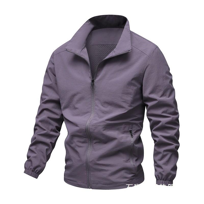 Mens Lightweight Outdoor Casual Jacket With Hood Multiple Pockets Slim Fit Daily Wear