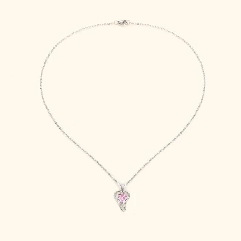 Xiaomi Huitan Temperament Sweet Bridal Wedding Necklace Heart Pink CZ Pendant Luxury Silver Color Aesthetic Love Jewelry for Women