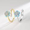 Smjel Enamel Flower Zircon Ring For Women Adjustable Gold Plated Index Finger Rings Luxury Minimalist Gift For Her