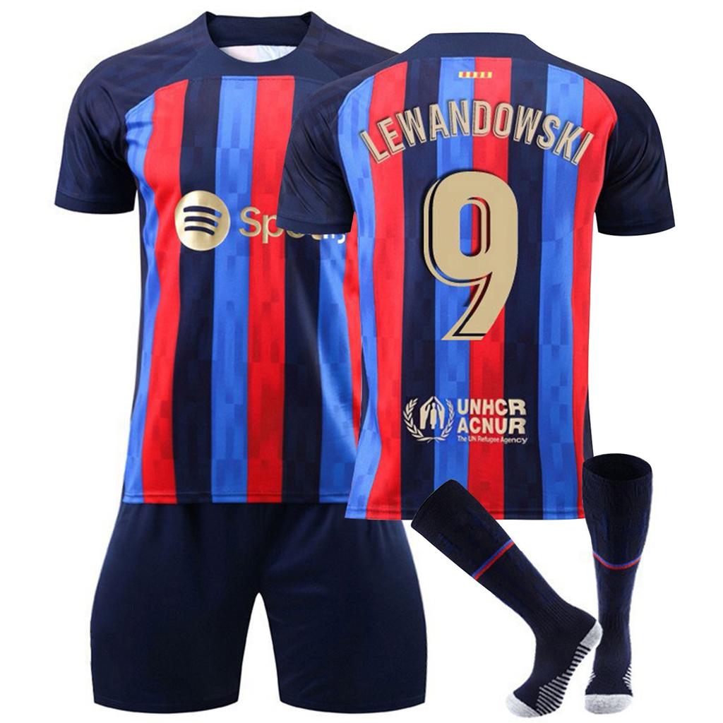 2324 Barcelona-Lewandowski Football Jerseys Shorts Socks Set New Shorts Socks Adult Sizes Outfits