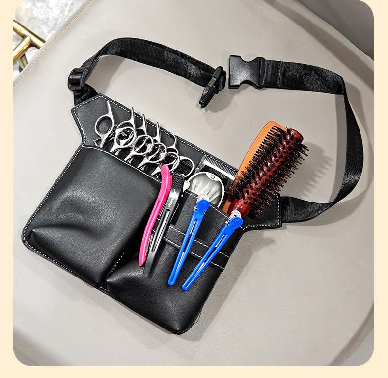 Leather Barber Crossbody & Waist Tool Bag for Scissors and Hairdressing Supplies