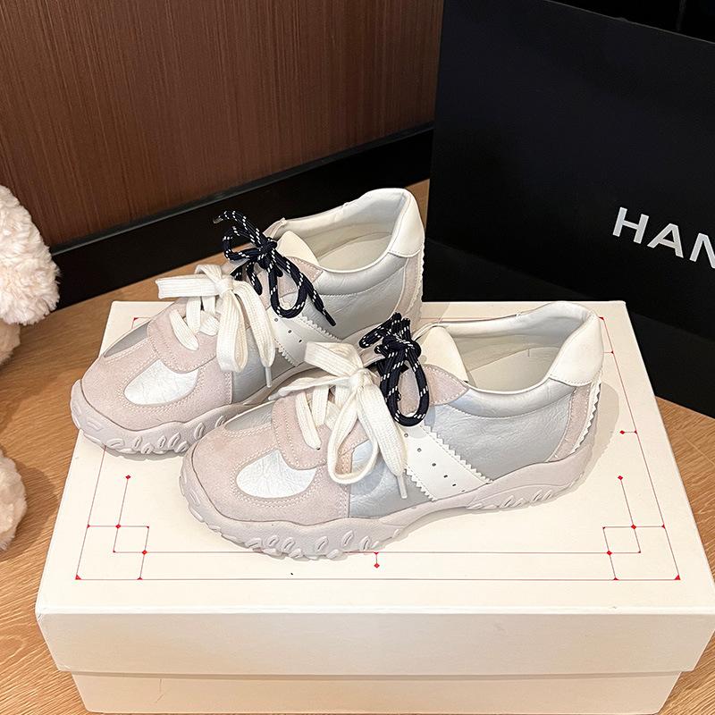 Cowhide~ Invisible inner height increase, German training women's shoes, platform leather women's single shoes, sports and leisure versatile Forrest G