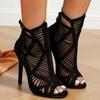 Xibeilove  Summer Sexy Ladies High Heels Laser Hollow Buckle Zipper Suede High Heel Sandals Women Party Nightclub Shoes