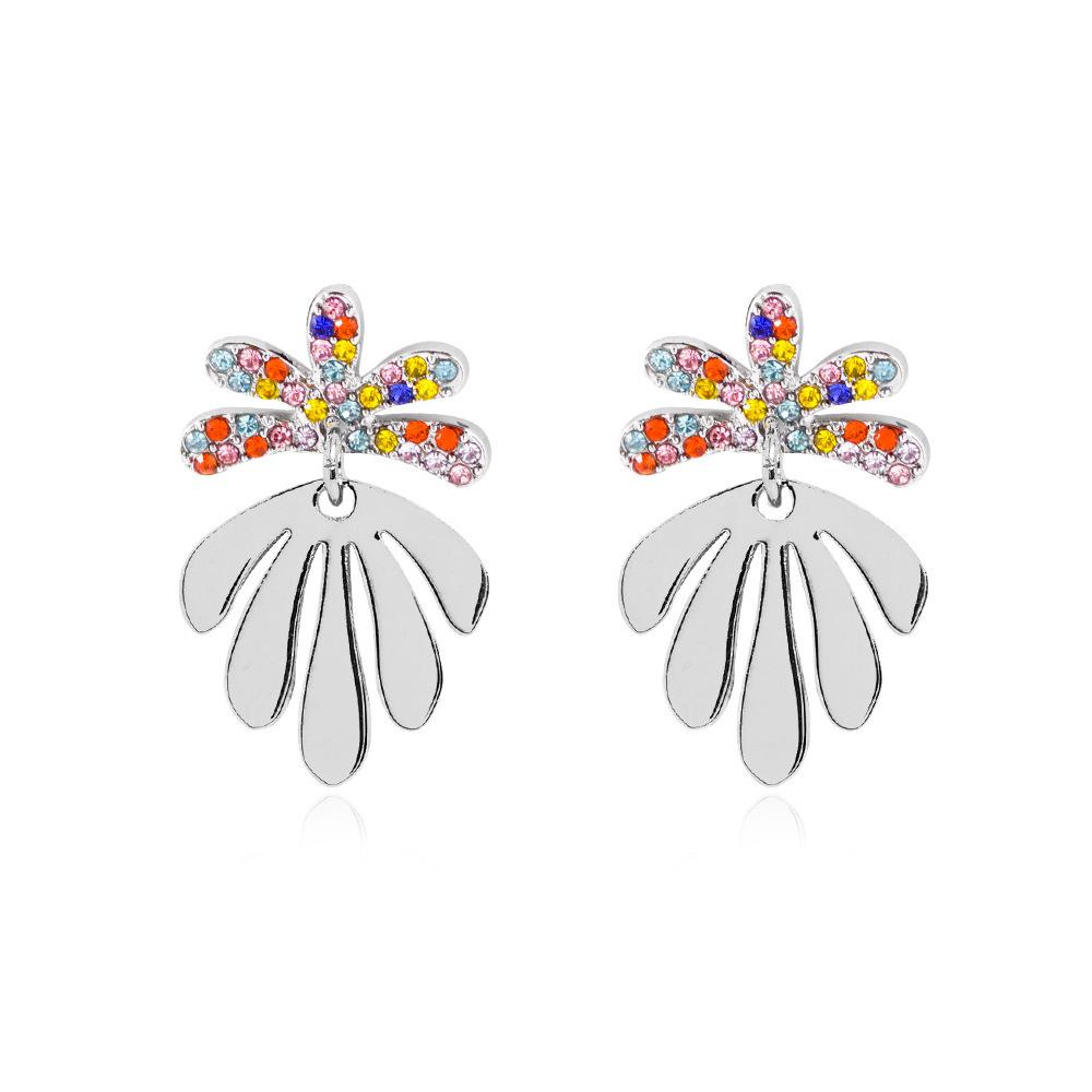 

Dainty European American Style Leaf Earrings Gold And Silver Studs Alloy срібний
