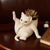 Grooming Cat Flowerpot Small Plant Pot Adorable Cat Planter Pot for Succulents Herbs Mini Flower Pot for Home Garden Decoration