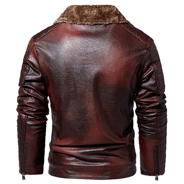 Winter Plus Velvet PU Leather Jacket Masculino Tamanho Grande Pele Uma Peça Jaqueta De Couro Masculino Jaqueta