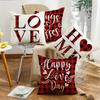 Red Letter Plaid Series Valentine's Day Cushion Linen Print Sofa Cushion Cushion Cover