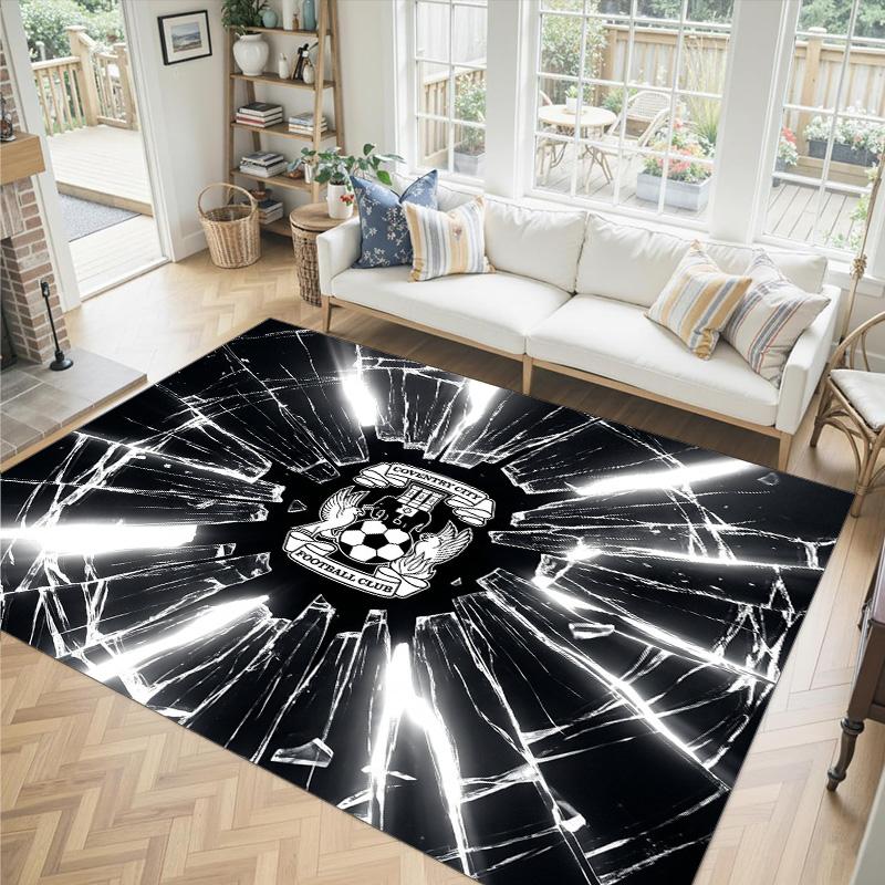 Coventry City Football Design Crystal Velvet Carpet Cozy Non?Slip Printed Rug For Bedroom Living Room Entrance