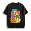 Funny Alien Abduction Print Casual Top Sci-Fi Style Versatile Unisex T-Shirt Pure Cotton T-shirt