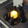 3D Printing Black Cat Candle Holder Cat Circular Candlestick Ornament Animal Desktop Decoration For Home Office Living Room