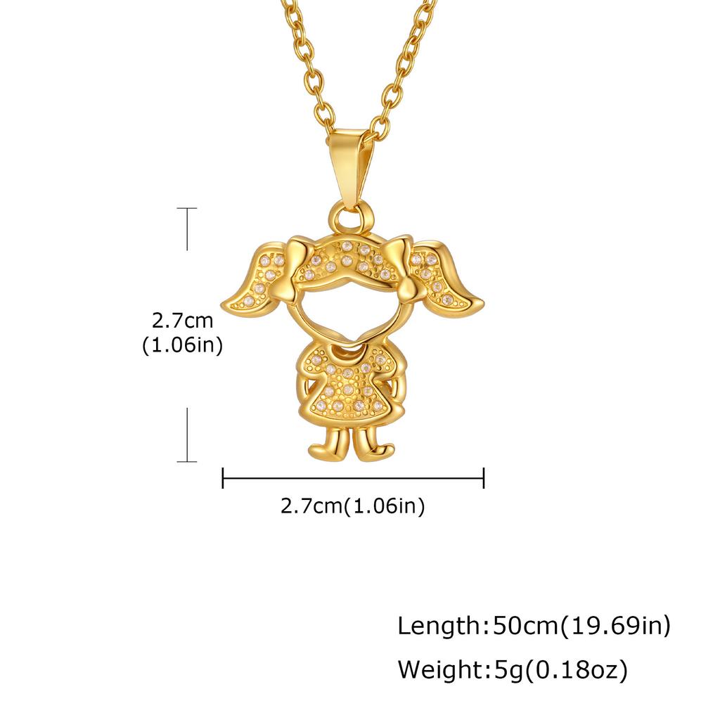 Accessories 18K Gold-Plated Stainless Steel Zircon-Set Girl/Boy Pendant Necklace, Suitable For Men And Women