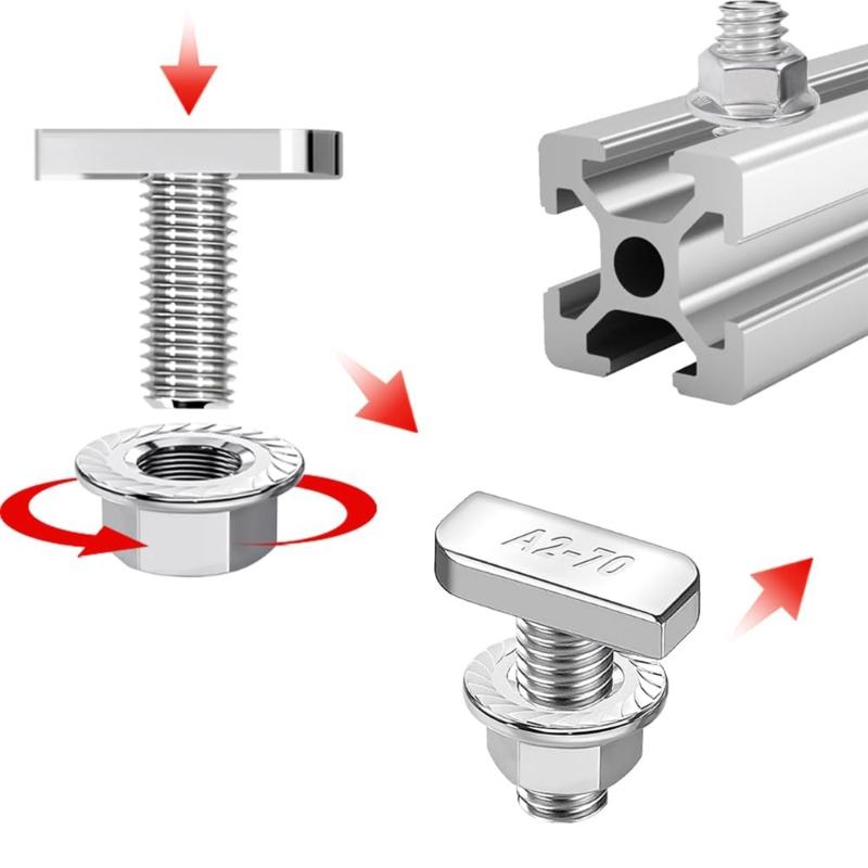 Strong T Slot Screw Set M8x20mm Hammers Head Design Screws set for Industrial Aluminum Rail & Greenhouse Application