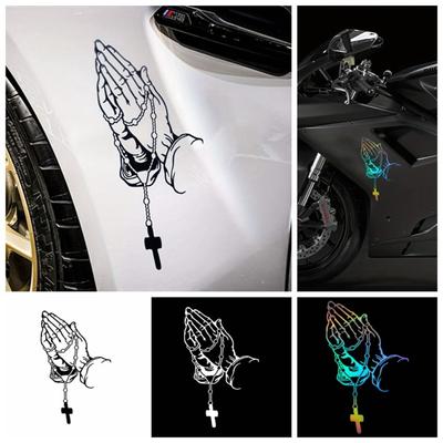 Self Adhesive Car Prayer Gesture Laser Sticker  Window Trunk Bumper
