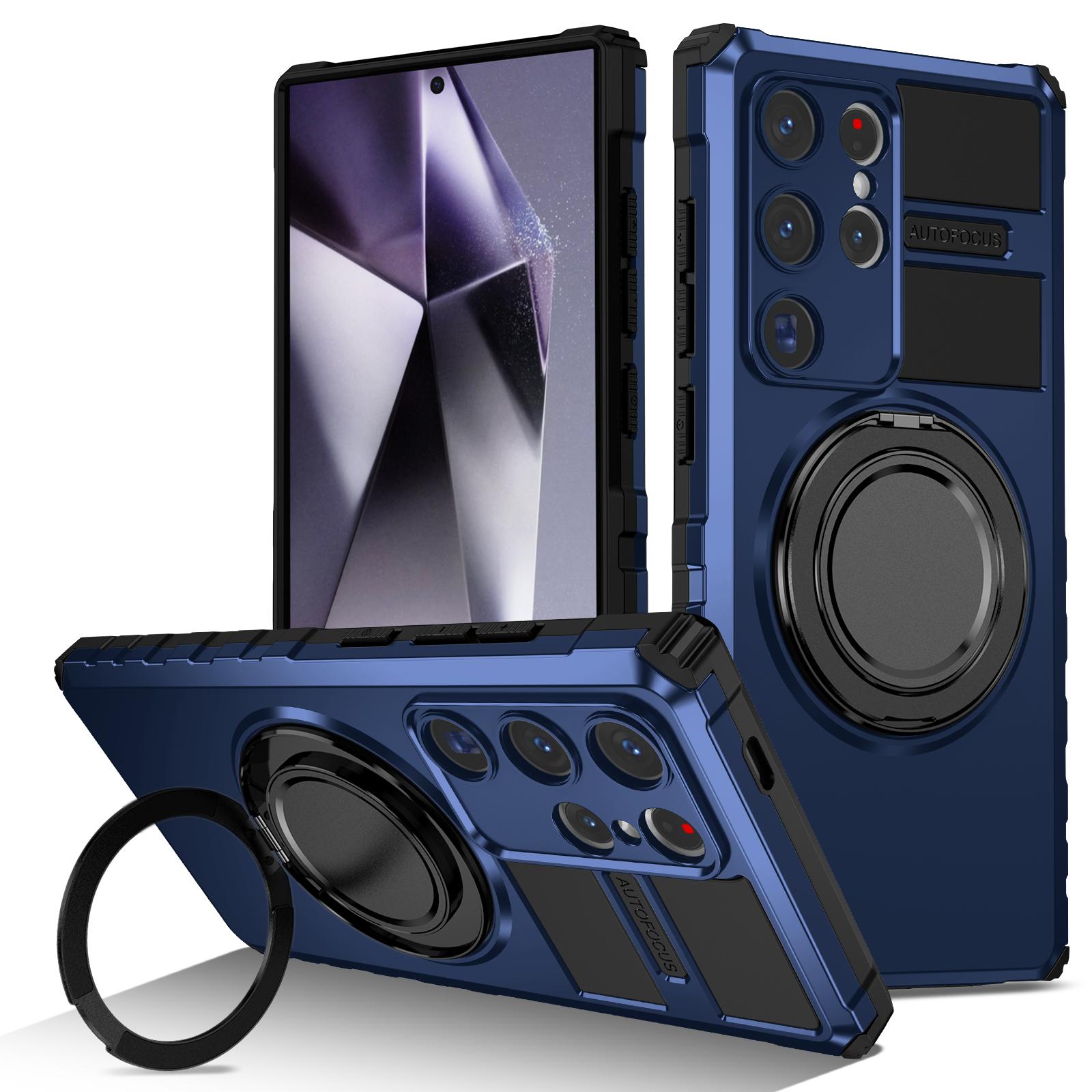 

For Samsung Galaxy S24 Ultra Magnetic Case Rotary Kickstand Anti-Drop TPU+PC Phone Cover B