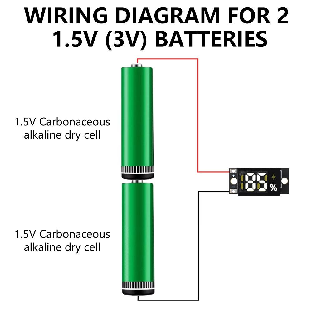 1.2V-3.1V Battery LED Percentage Indicator Real-Time Power Display Supports A/AA/AAA Dry Battery for Small Portable Electronics