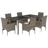 VidaXL Ensemble à manger de jardin et coussins 7 pcs gris rotin verre, ensemble de salle à manger d'extérieur, meuble de 3278559