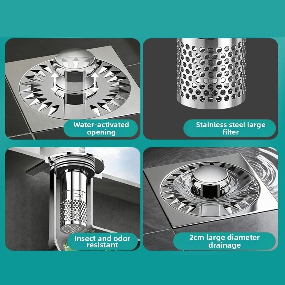 Durable Self-draining Floor Drain Core Auto Open Anti-Odor Deodorizing Drain Universal Anti-Clog Sink Strainer Household