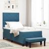Box Spring Bed with Headboard Dark Blue 200 x 90 cm Velvet
