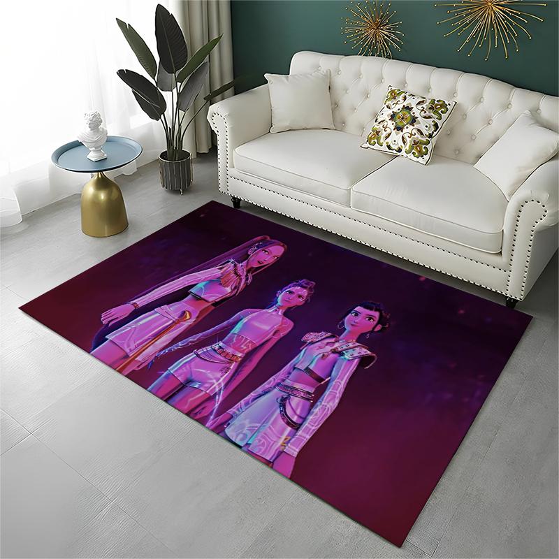 KPop Demon Hunters Saja Boys Tappeto Antiscivolo a Disegno Animato per Soggiorno, Camera da Letto, Sala Giochi, Tappetino per Pavimento Tappeto Decorazione Casa Stanza Bambini
