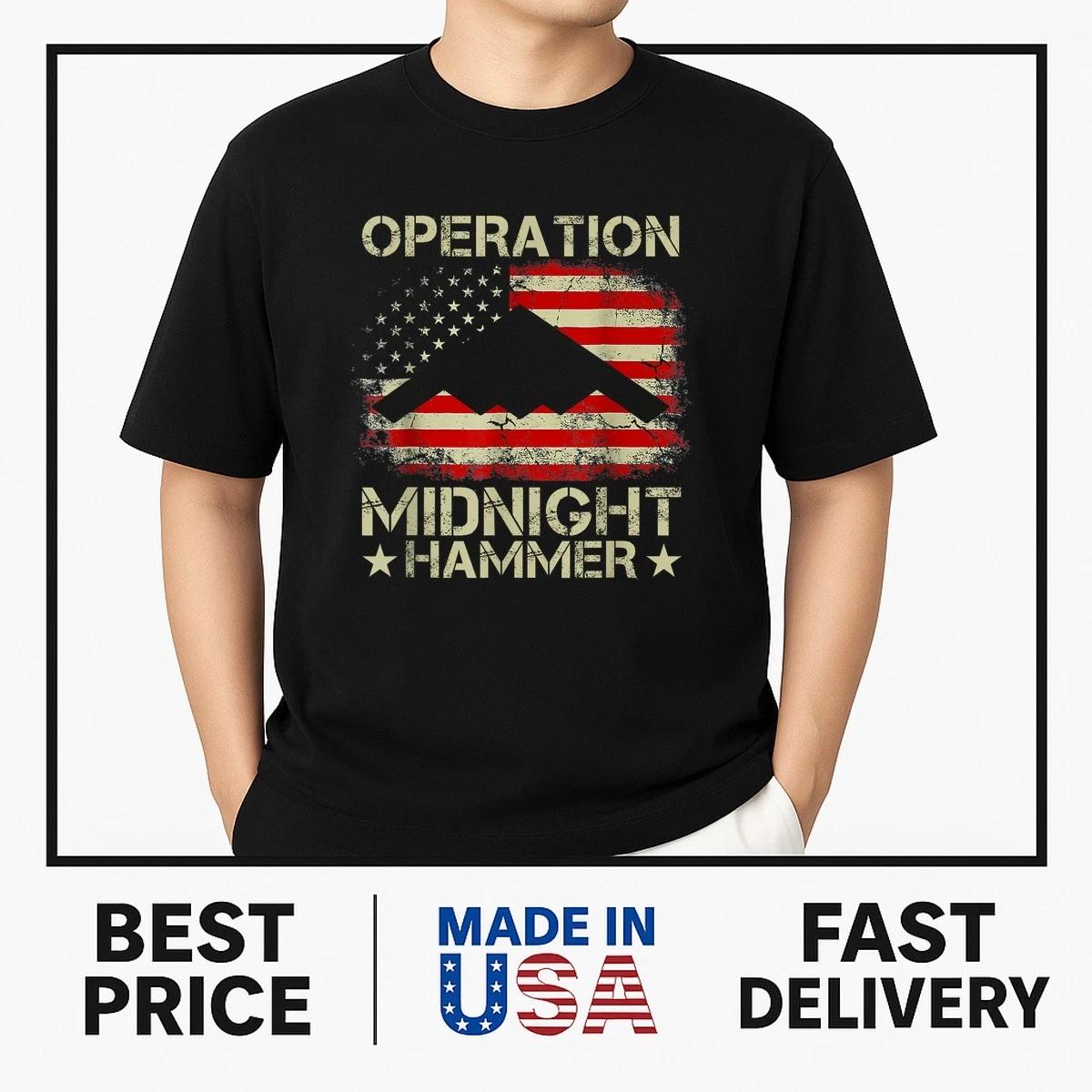 Retro Operation Midnight Hammer with American Flag T-Shirt BESTSELLER XXXL