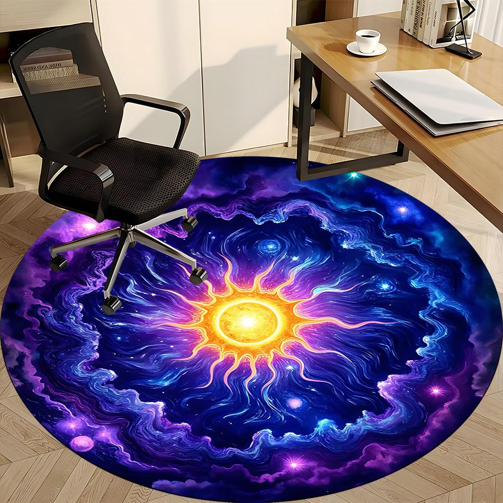 1pc Cosmic Mandala Carpet for Office Non-Slip, Round Carpet, Soft & Comfortable, Carpet for Office, Lightweight Round Floor Mat