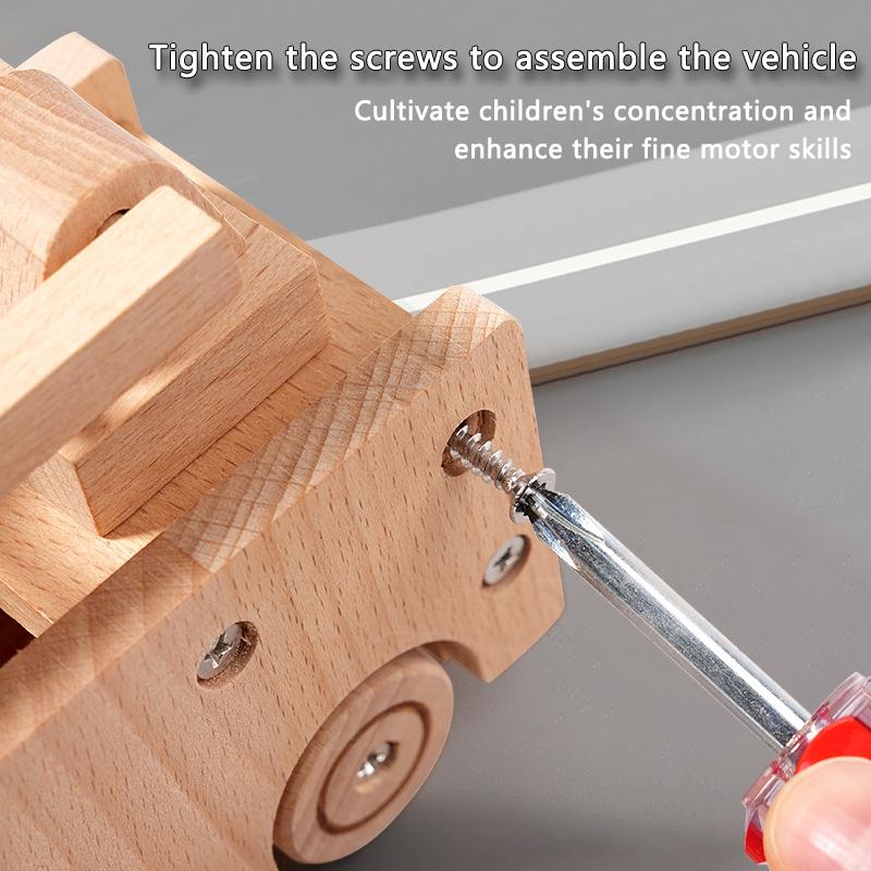 Wooden Screw Assembly Car Montessori Toys Kids Fire Engine Train Creative DIY Vehicle Model Fine Motor Training Educational Toys