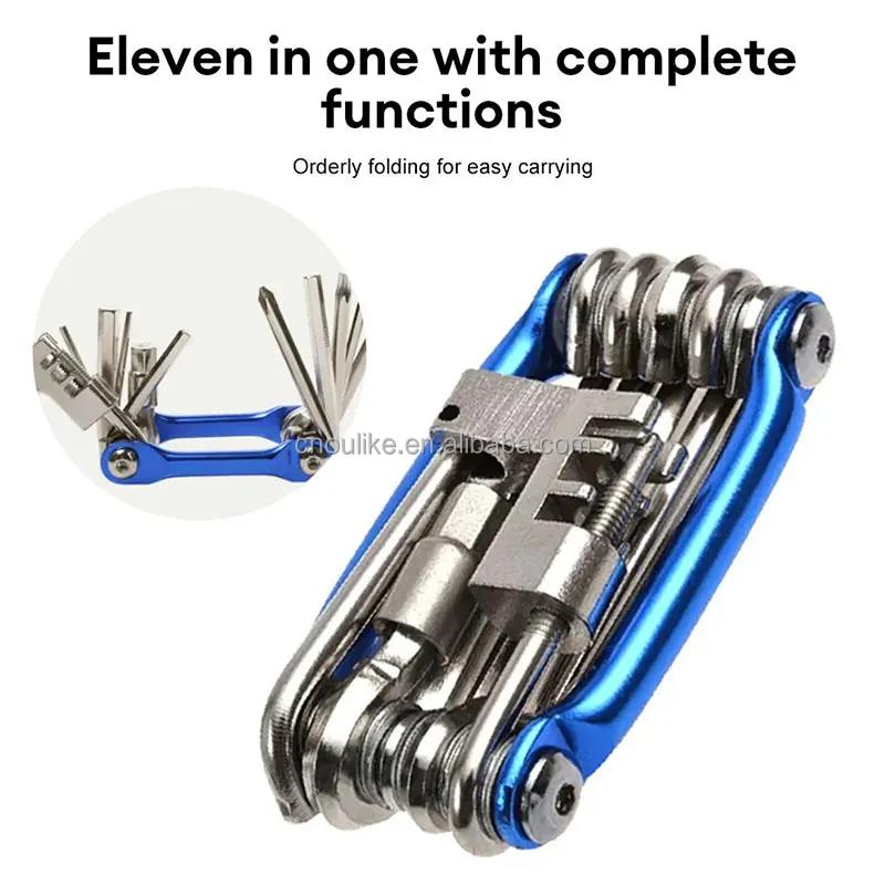 11 In 1 Bicycle Repair Tool Kit Mountain Bike Wrench Screwdriver Chain Hex Spoke Multifunction Bicycle Repair Set Cycling Tool