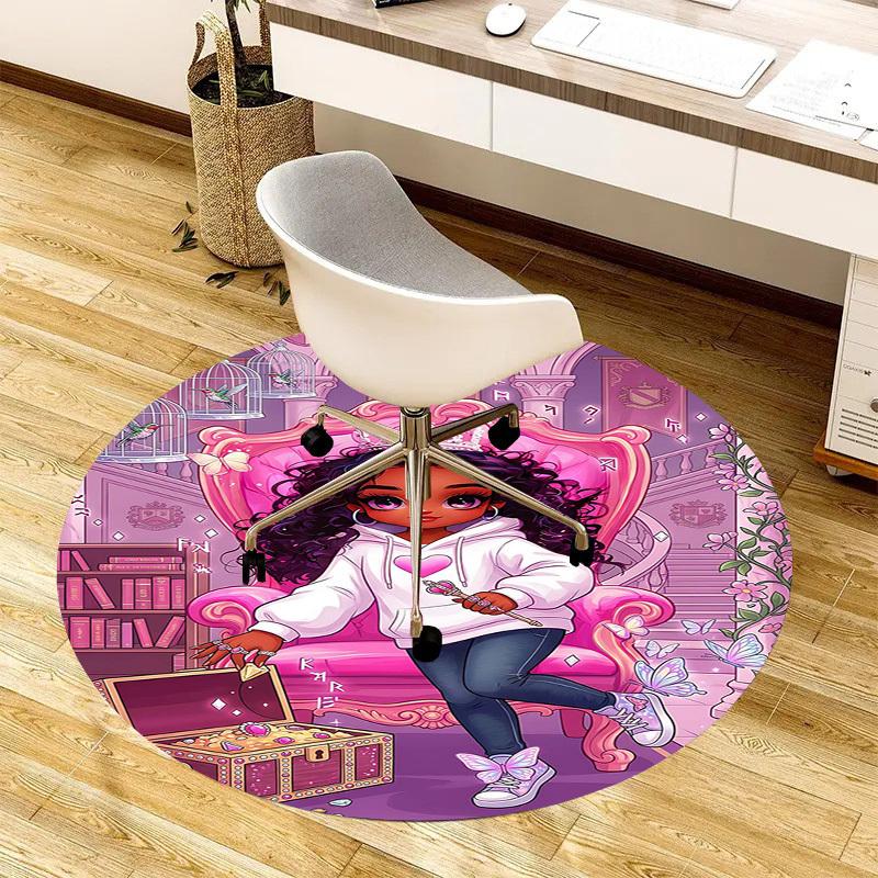 1PC Princess Crown Non-Slip Floor Round carpet, Office, family, bedroom, Large Area Rug Indoor Rugs,  Durable Polyester-L0420