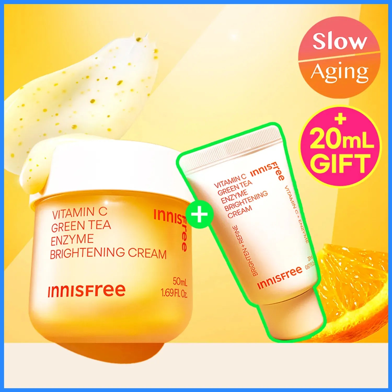 INNISFREE Vitamin C Green Tea Enzyme Brightening Cream 50ml Set (+20ml) 50ml Set (+20ml)