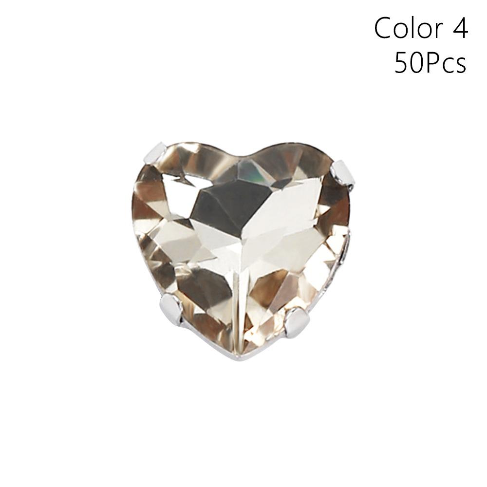 

50 шт./упак. Форма сердца Блестящие Стразы для шитья с серебряным когтем 8 мм Стеклянные Хрустальные Камни Пришиваемые Алмазные Бусины Украшение