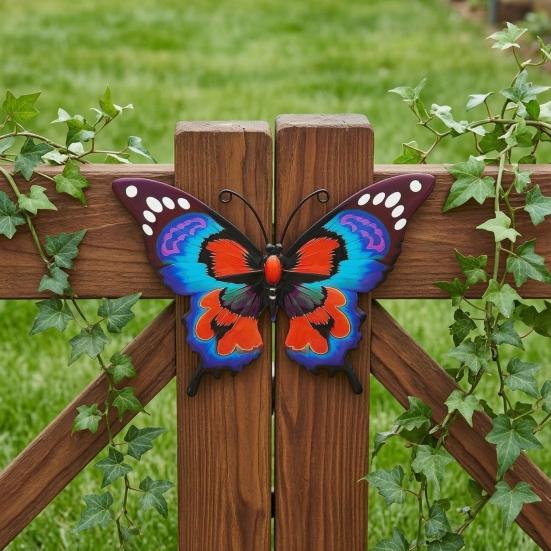 Decorative Wall Sculptures Metal Butterfly Decor for Garden Yard Patio, Large Iron Butterflies Hanging Art Sculpture, Outdoor Fence Farmhouse Indoor