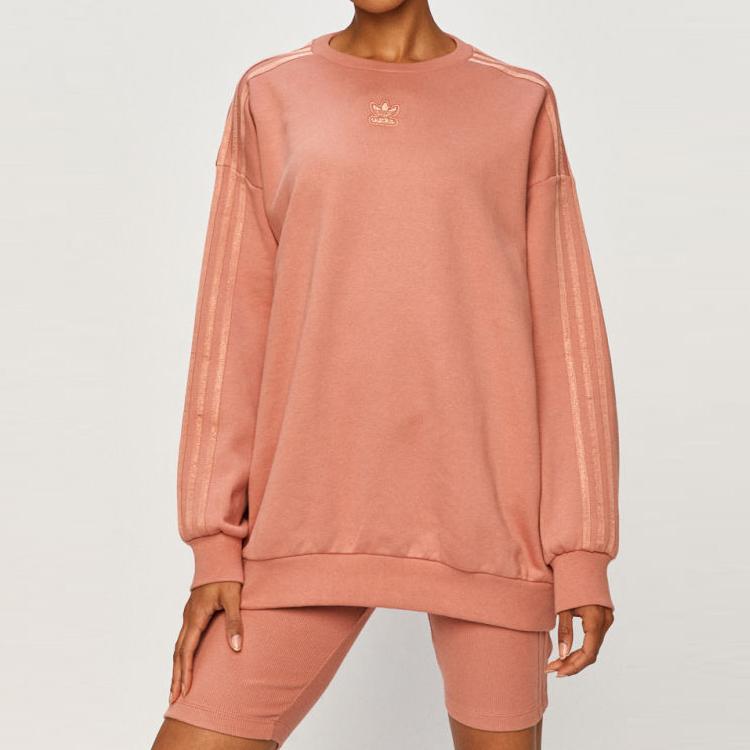 adidas Originals Sweatshirts Women's Smoke Gray Pink Crew Neck Moderate Regular GM6696