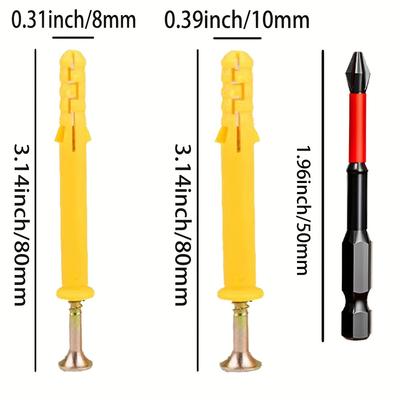Plastic Drywall Wall Anchors Screw, Self Tapping Screws and Ribbed Wall Anchors,Wall Plug Bolts Expansion for Wallboard Concrete