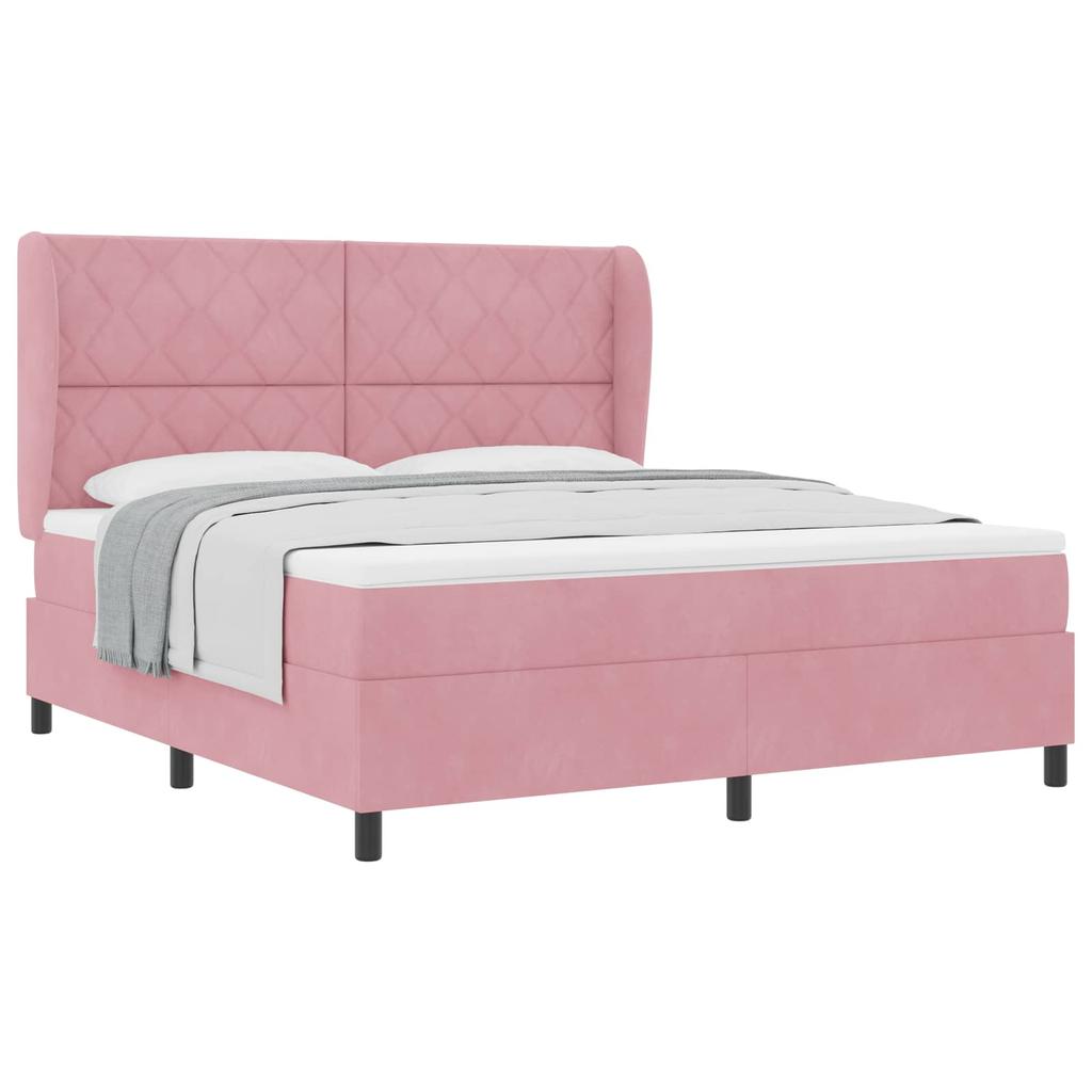 Boxspring Bed with Headboard Pink 200 X 180 Cm Velvet