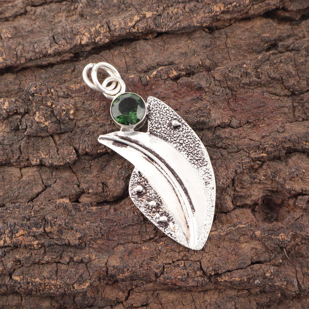 Green Tourmaline Handmade Gemstone Pendant, 925 Solid Sterling Silver Pendant Antique Jewelry, Pendant For Engagement Gift