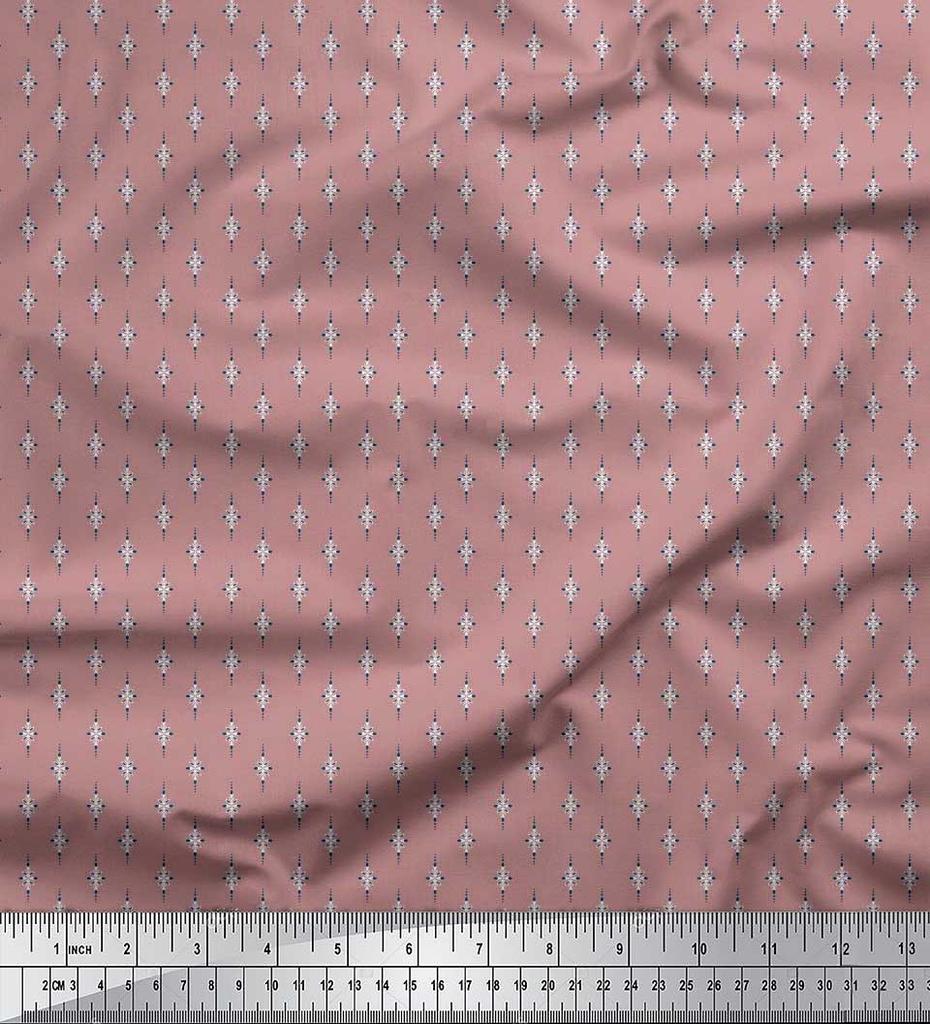 Soimoi Japan Crepe Satin Fabric Dot & Leaves Small Motif Shirting Print Fabric by the Metre 42 Inch