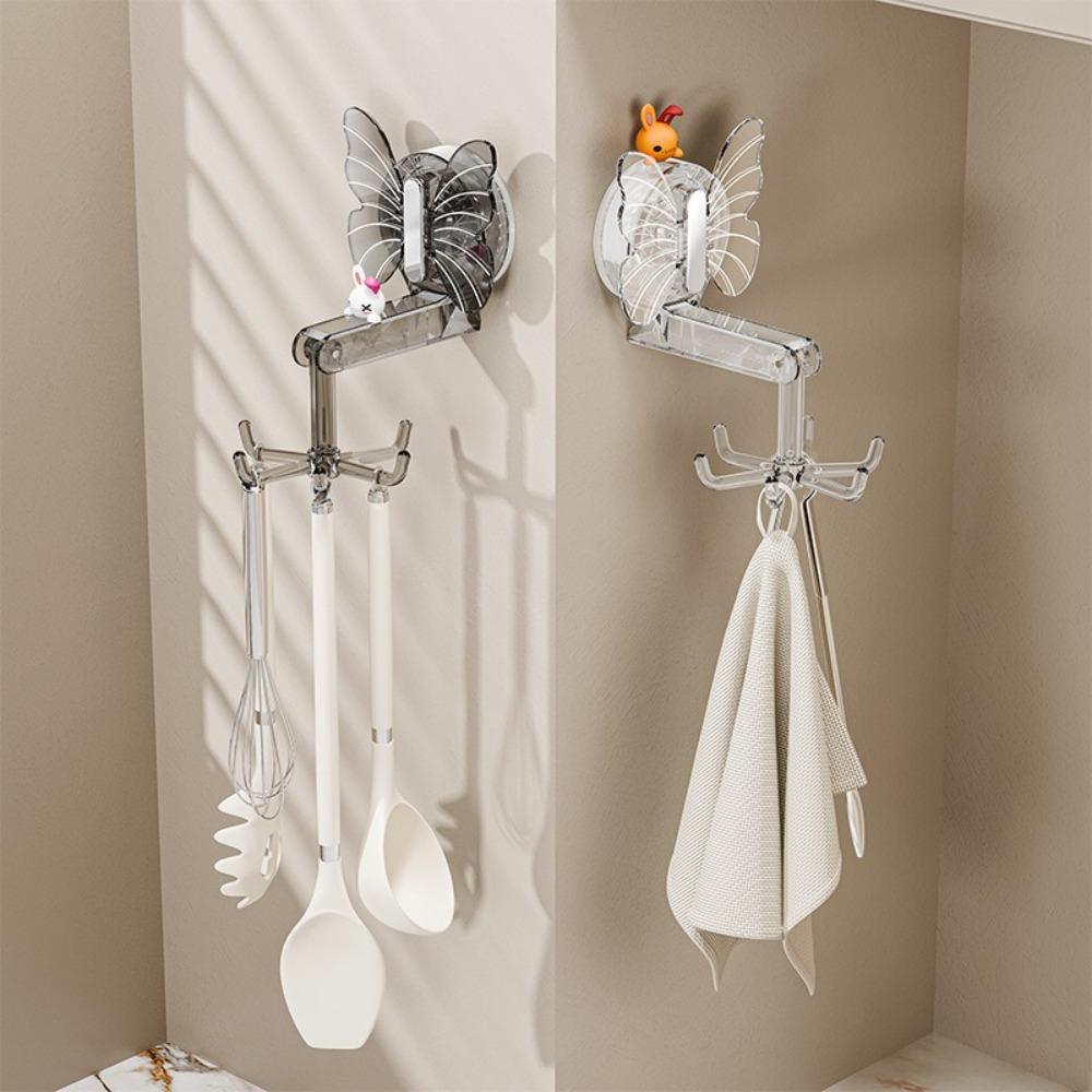 

Moisture-proof Butterfly Shaped Sucker Hook Waterproof Towel Organizer Butterfly Rotating Hook чорний/сірий