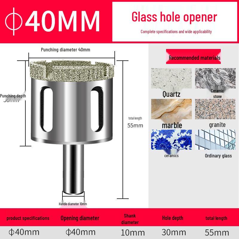 Emery Glass & Tile Drill Bit, 3-200mm Rotary Hole Saw for Marble