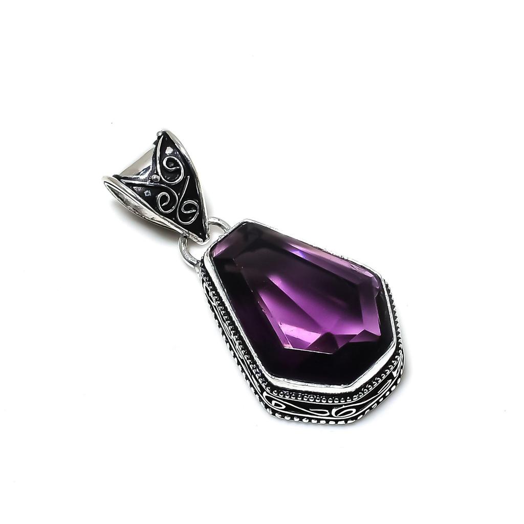 Coffin Shape Amethyst Pendant, 925 Sterling Silver Pendant, Handmade Pendant, Coffin Shape Gemstone Jewelry, Silver Jewelry For Women Gift