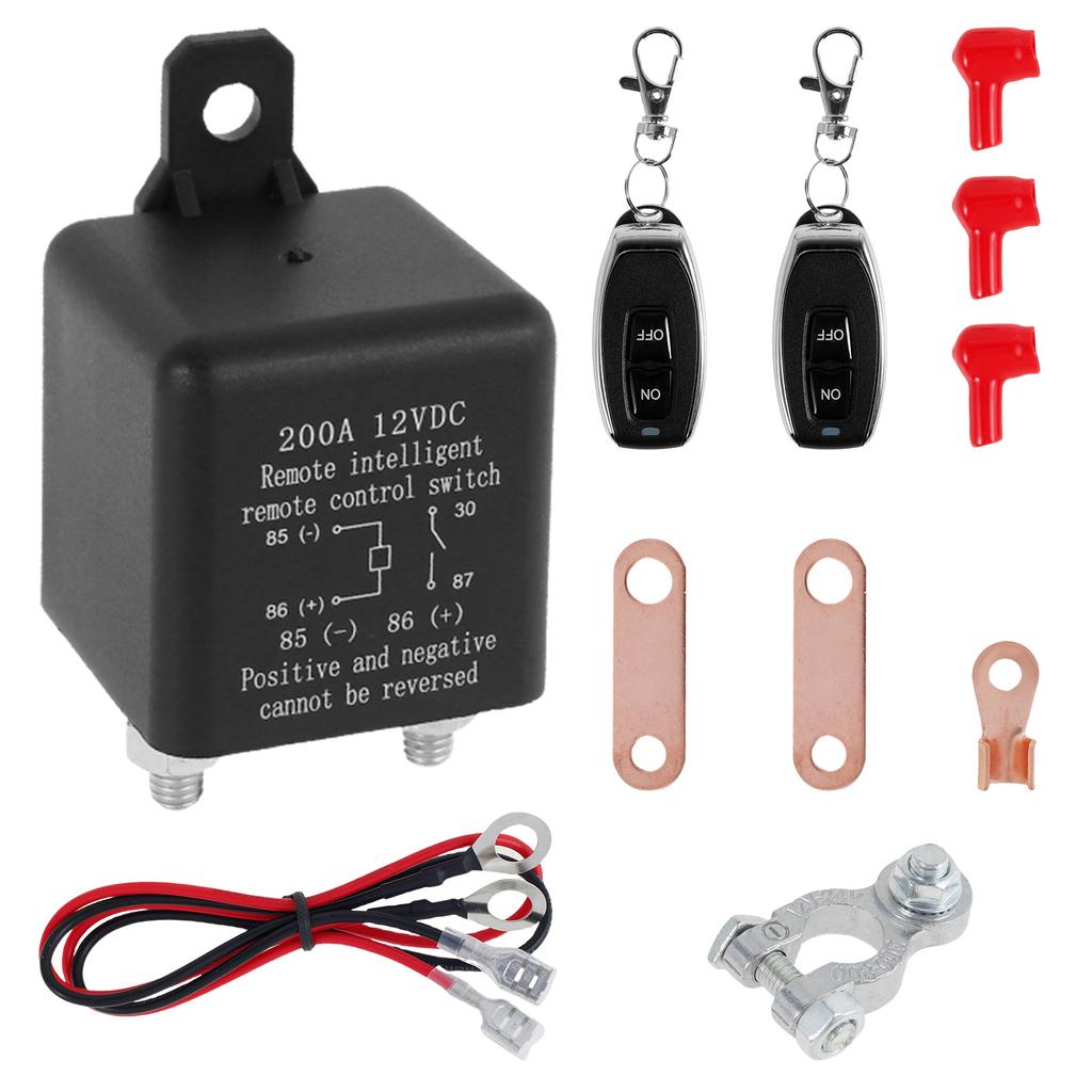 12V 200A Battery Switch Relay Remote Car Control Battery Disconnect Cut Off Isolator Master Kill Cut-Off Switch for Anti-Theft