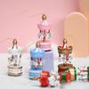 6PCS Christmas Wooden Carousel Horse Miniature Ornaments Christmas Tree Hanging Pendants New Year Gift Toy Kid Home Party Decor