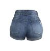 Sommer perforierte gekräuselte elastische Denim-Shorts mit hoher Taille Damenmode Damenbekleidung