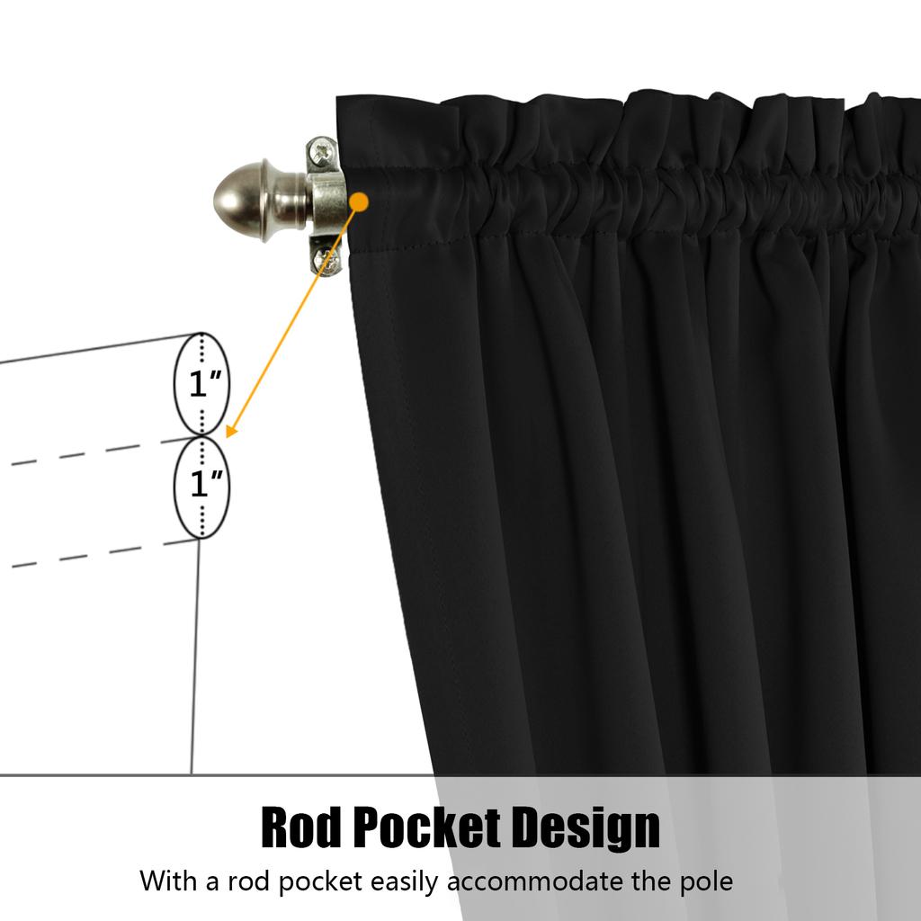 2 Panel French Door Curtains With Rod Pocket Tieback Indoor Sun Blocking Privacy Grommet Curtains Thermal Blackout